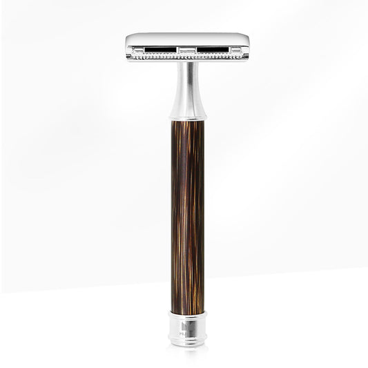 Double Edge Shaving Safety Razor with Bamboo Wood Handle