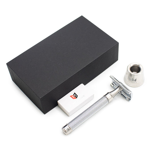 Double Edge Shaving Safety Razor with Deluxe Stainless Steel Handle